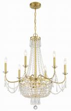  HWD-7709-AG - Haywood 9 Light Aged Brass Chandelier