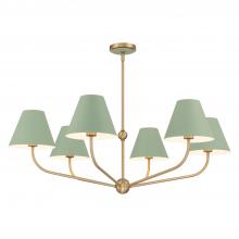  XAV-B9316-VG-GR - Xavier 6 Light Vibrant Gold + Green Chandelier