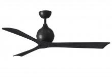  IR3-BK-BK-60 - Irene-3 three-blade paddle fan in Matte Black finish with 60" solid matte black wood blades.