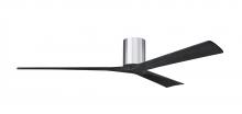  IR3H-CR-BK-72 - Irene-3H three-blade flush mount paddle fan in Polished Chrome finish with 72” solid matte black