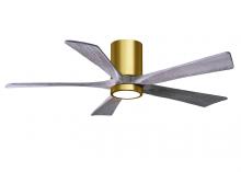  IR5HLK-BRBR-BW-52 - IR5HLK five-blade flush mount paddle fan in Brushed Brass finish with 52” solid walnut tone blad