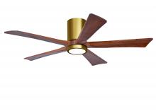  IR5HLK-BRBR-WA-52 - IR5HLK five-blade flush mount paddle fan in Brushed Brass finish with 52” solid matte white wood