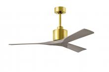  NK-BRBR-GA-52 - Nan 6-speed ceiling fan in Brushed Brass finish with 52” solid gray ash tone wood blades