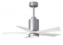  PA5-BN-MWH-42 - Patricia-5 five-blade ceiling fan in Brushed Nickel finish with 42” solid matte white wood blade