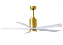  PA5-BRBR-MWH-60 - Patricia-5 five-blade ceiling fan in Brushed Brass finish with 60” solid matte white wood blades