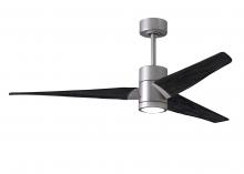  SJ-BN-BK-60 - Super Janet three-blade ceiling fan in Brushed Nickel finish with 60” solid matte blade wood bla