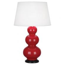  RR41X - Ruby Red Triple Gourd Table Lamp