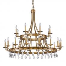  IN11028AG - Krista Indoor 24-Light Chandelier W/Crystal Pendants In Antique Gold