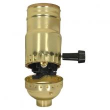  80/1118 - 3-Way (2 Circuit) Turn Knob Socket With Removable Knob And Strain Relief; Aluminum; Brite Gilt