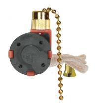  80/1994 - 3 Speed Ceiling Fan Switch, 4 Wire Quick Connect, 2 Circuit w/Metal Chain, White Cord & Bell -