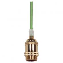  80/2460 - Medium base lampholder; 4pc. Solid brass; prewired; Uno ring; 10ft. 18/2 SVT Light Green Cord;