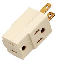  90/1120 - Triple Cube Tap; Ivory Finish; Polarized; 15A; 125V