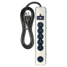  91/235 - 6 Outlet Metal Surge Strip; 6 Foot 14/3 SJT With Straight Plug; 1200 Joules; 15A-120V; 1875W