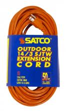  93/5009 - 50 Foot Orange Heavy Duty Outdoor Extension Cord; 14/3 Ga. SJTW-3 Orange Cord With Sleeve; 15A-125V;