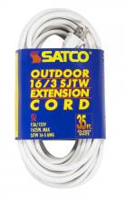  93/5027 - 35 Foot White Heavy Duty Outdoor Extension Cord; 16/3 Ga. SJTW-3 White Cord With Sleeve; 13A-125V;