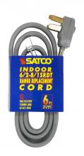  93/5037 - 6 Foot, 3 Wire Heavy Duty Replacement Range Cord; 6-2 - 8-1 SRDT Gray Flat; Indoor Use Only;