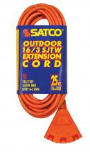  93/5053 - 25 Foot; 3 Wire; 3 Fan Outlet Extension Cord; 16-3 SJT Orange; 13A-125V; 1625W