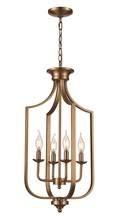 Trans Globe 11215 AG - Hillcrest 27.5-in. High Antique Gold 4-Light Cage Chandelier