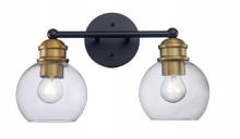  22052 BK-AG - Polverini Two-Tone 2-Light Indoor Armed Vanity Wall Light