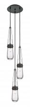  113-452-1P-BK-G452-4CL - Milan - 3 Light - 12 inch - Matte Black - Multi Pendant