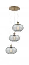  113B-3P-AB-G247 - Gorham - 3 Light - 16 inch - Antique Brass - Cord Hung - Multi Pendant