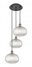  113B-3P-BAB-G555-10CL - Ithaca - 3 Light - 17 inch - Black Antique Brass - Cord hung - Multi Pendant