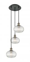  113B-3P-BAB-G555-8CL - Ithaca - 3 Light - 15 inch - Black Antique Brass - Cord Hung - Multi Pendant