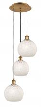  113B-3P-BB-G1216-8WM - White Mouchette - 3 Light - 15 inch - Brushed Brass - Cord Hung - Multi Pendant