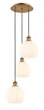  113B-3P-BB-G1217-8WV - White Venetian - 3 Light - 15 inch - Brushed Brass - Cord Hung - Multi Pendant