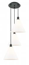  113B-3P-BK-GBC-121 - Berkshire - 3 Light - 19 inch - Matte Black - Cord Hung - Multi Pendant