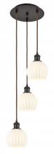  113B-3P-OB-G1217-6WV - White Venetian - 3 Light - 13 inch - Oil Rubbed Bronze - Cord Hung - Multi Pendant