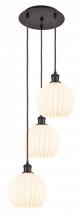  113B-3P-OB-G1217-8WV - White Venetian - 3 Light - 15 inch - Oil Rubbed Bronze - Cord Hung - Multi Pendant