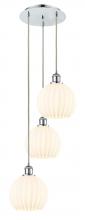  113B-3P-PC-G1217-8WV - White Venetian - 3 Light - 15 inch - Polished Chrome - Cord Hung - Multi Pendant