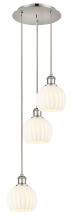  113B-3P-PN-G1217-6WV - White Venetian - 3 Light - 13 inch - Polished Nickel - Cord Hung - Multi Pendant