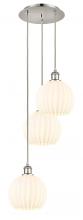  113B-3P-PN-G1217-8WV - White Venetian - 3 Light - 15 inch - Polished Nickel - Cord Hung - Multi Pendant