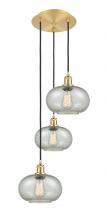  113B-3P-SG-G249 - Gorham - 3 Light - 16 inch - Satin Gold - Cord Hung - Multi Pendant