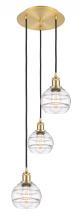  113B-3P-SG-G556-6CL - Rochester - 3 Light - 12 inch - Satin Gold - Cord hung - Multi Pendant