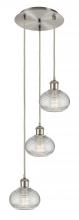  113B-3P-SN-G555-6CL - Ithaca - 3 Light - 13 inch - Brushed Satin Nickel - Cord hung - Multi Pendant