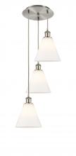  113B-3P-SN-GBC-81 - Berkshire - 3 Light - 15 inch - Brushed Satin Nickel - Cord Hung - Multi Pendant