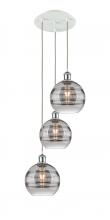  113B-3P-WPC-G556-8SM - Rochester - 3 Light - 15 inch - White Polished Chrome - Cord Hung - Multi Pendant