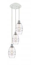  113B-3P-WPC-G557-6CL - Vaz - 3 Light - 12 inch - White Polished Chrome - Cord Hung - Multi Pendant