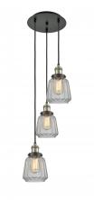  113F-3P-BAB-G142 - Chatham - 3 Light - 14 inch - Black Antique Brass - Cord hung - Multi Pendant