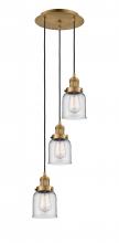  113F-3P-BB-G52 - Cone - 3 Light - 12 inch - Brushed Brass - Cord hung - Multi Pendant