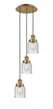  113F-3P-BB-G54 - Cone - 3 Light - 12 inch - Brushed Brass - Cord hung - Multi Pendant