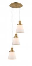  113F-3P-BB-G61 - Cone - 3 Light - 13 inch - Brushed Brass - Cord hung - Multi Pendant