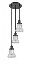  113F-3P-BK-G194 - Bellmont - 3 Light - 13 inch - Matte Black - Cord hung - Multi Pendant