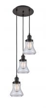  113F-3P-OB-G192 - Bellmont - 3 Light - 13 inch - Oil Rubbed Bronze - Cord hung - Multi Pendant