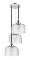  113F-3P-PC-G74-L - Cone - 3 Light - 18 inch - Polished Chrome - Cord hung - Multi Pendant