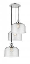  113F-3P-PN-G74-L - Cone - 3 Light - 18 inch - Polished Nickel - Cord hung - Multi Pendant