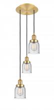  113F-3P-SG-G54 - Cone - 3 Light - 12 inch - Satin Gold - Cord hung - Multi Pendant